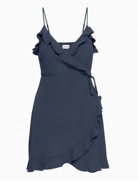 Aritzia Sunday Best Countess Mini Wrap Dress Navy